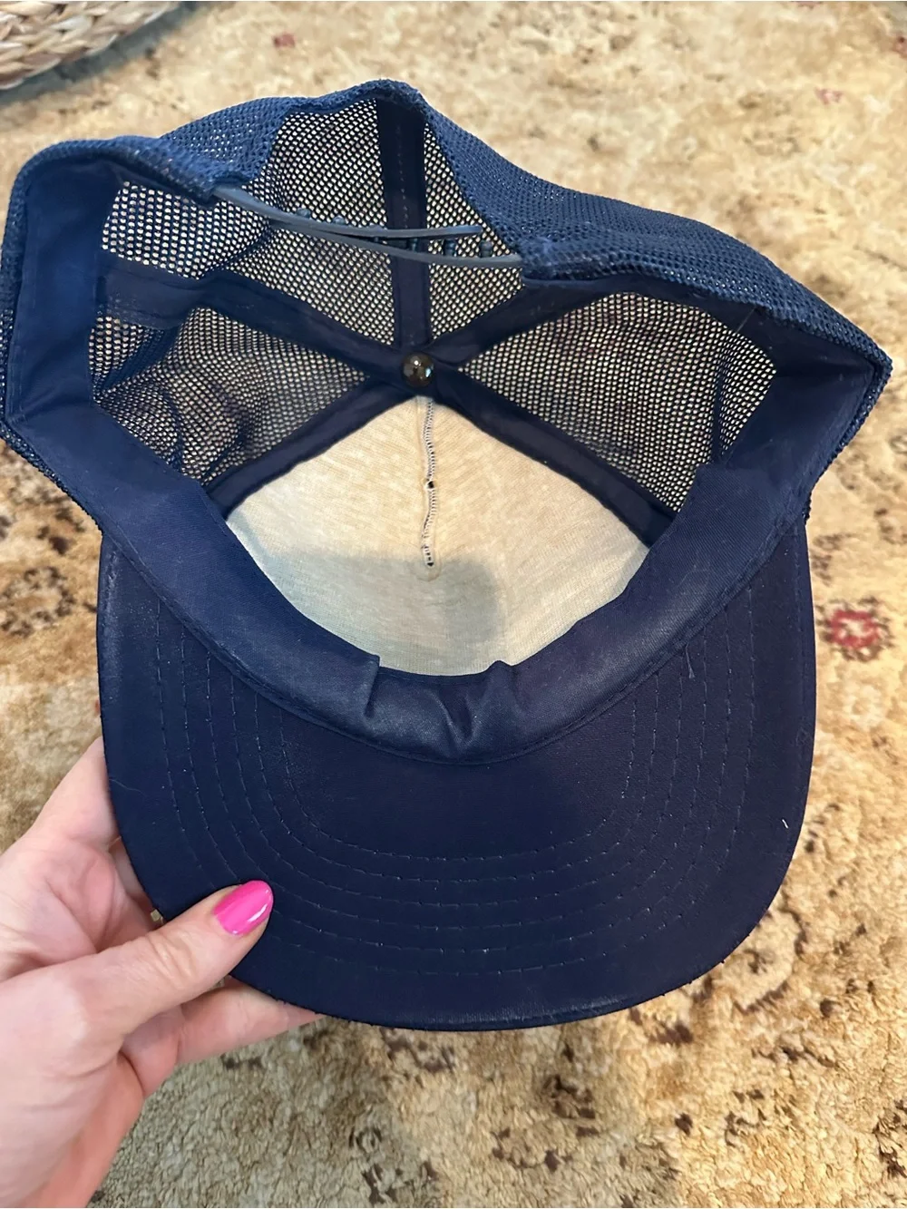 Authentic 80s Miami Vice Embroidered Trucker Hat - Navy with Teal & Pink
